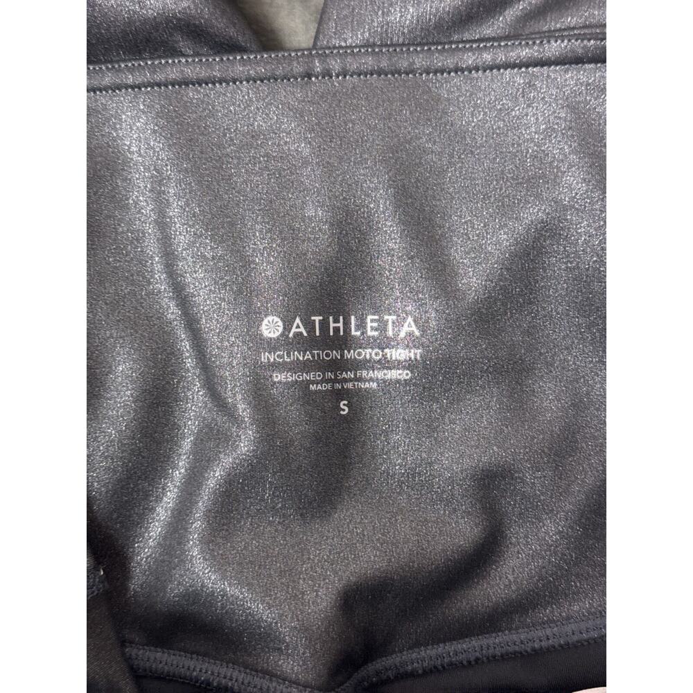Athleta Leggings Small Womens Inclination Moto Tight Black Glitter Metallic - Picture 6 of 7
